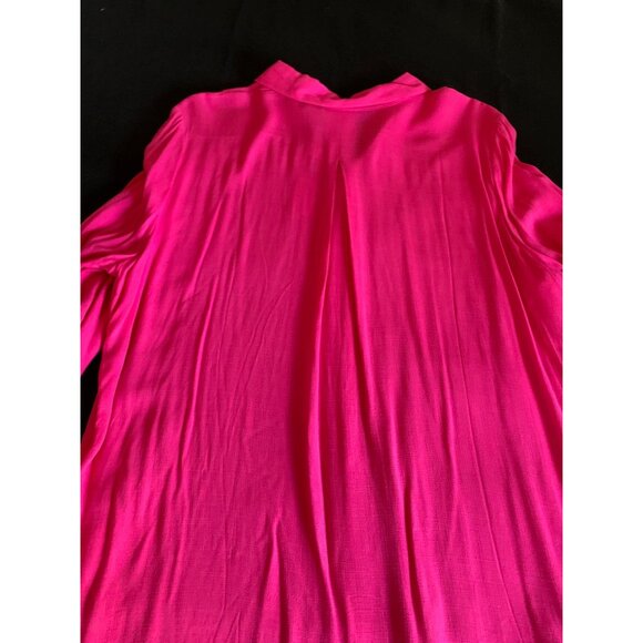 Chicos Womens Button-Down Fuchsia Long Sleeve Blouse Size 2 Rayon - Picture 10 of 11